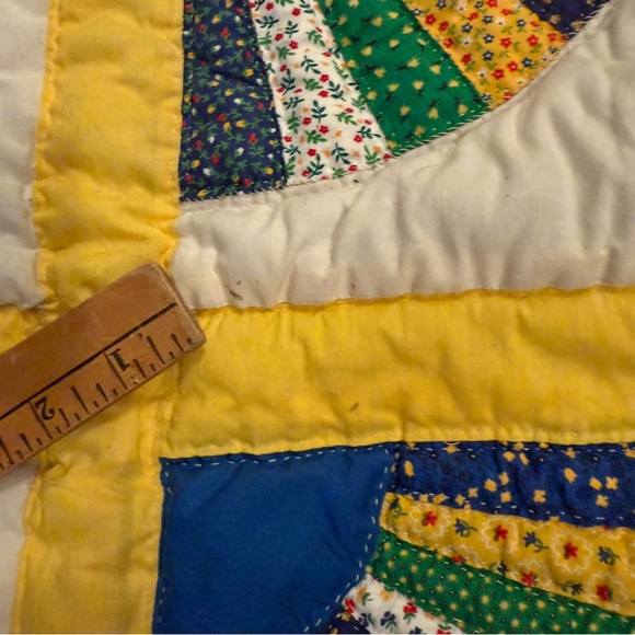 Colorful Fan Pattern Handmade Quilt Wall Art Cottagecore Prarie - Picture 5 of 5